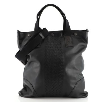 Bottega Veneta Convertible Tote Leather with Intrecciato Nappa Detail Large