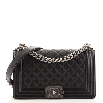 Chanel Boy Flap Bag Quilted Caviar Old Medium