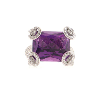 Gucci Horsebit Cocktail Ring 18K White Gold with Amethyst and Diamonds