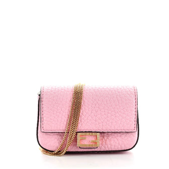 Fendi Chain Baguette Charm Bag Leather Nano