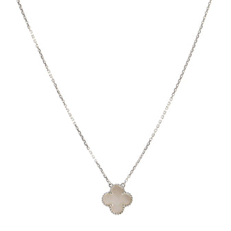 Van Cleef & Arpels Vintage Alhambra Pendant Necklace 18K White Gold and Mother of Pearl