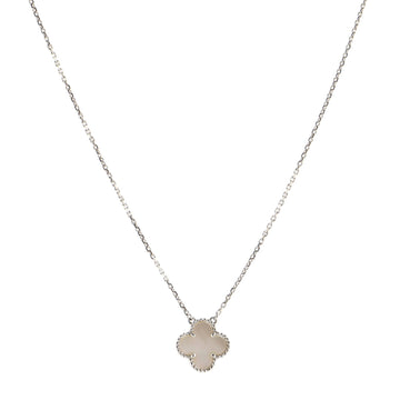 Van Cleef & Arpels Vintage Alhambra Pendant Necklace 18K White Gold and Mother of Pearl