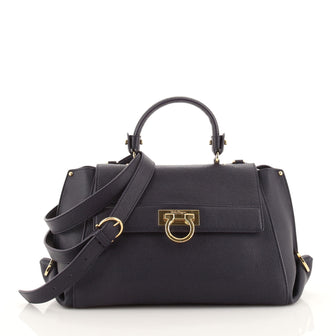 Salvatore Ferragamo Sofia Satchel Pebbled Leather Medium