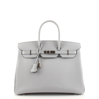 Hermes Birkin Handbag Grey Epsom with Palladium Hardware 35