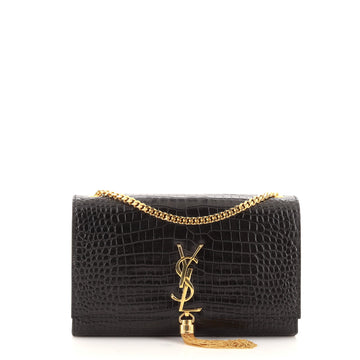 Saint Laurent Classic Monogram Tassel Crossbody Bag Crocodile Embossed Leather Medium