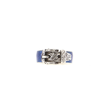 Gucci Feline Head Buckle Ring Sterling Silver and Enamel