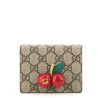 Gucci Cherries Flap Card Case GG Coated Canvas