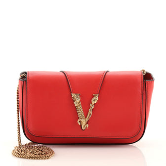 Versace Virtus Clutch on Chain Leather