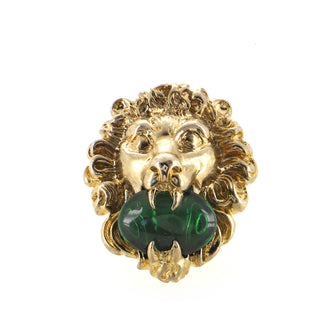 Gucci Lion Head Ring Metal with Crystal