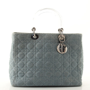 Christian Dior Vintage Lady Dior Bag Cannage Quilt Denim Large