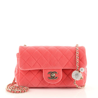 Chanel Pearl Crush Flap Bag Quilted Velvet with Crystal Detail Mini