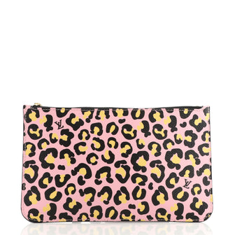 Louis Vuitton Neverfull Pochette Wild at Heart Leopard Print Coated Canvas Large