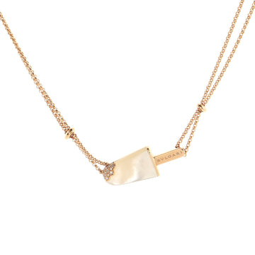 Bvlgari Gelati Pendant Necklace 18K Rose Gold with Mother of Pearl and Diamonds
