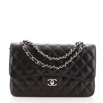 Chanel Classic Double Flap Bag Quilted Caviar Jumbo
