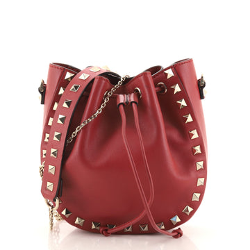 Valentino Rockstud Drawstring Bucket Bag Leather Mini