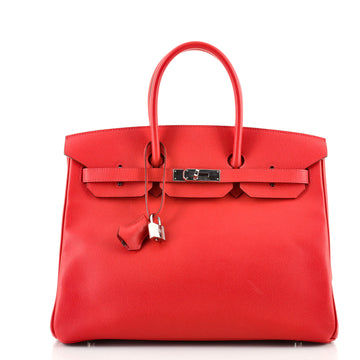 Hermes Birkin Handbag Red Epsom with Palladium Hardware 35