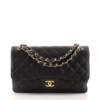 Chanel Classic Double Flap Bag Quilted Caviar Jumbo