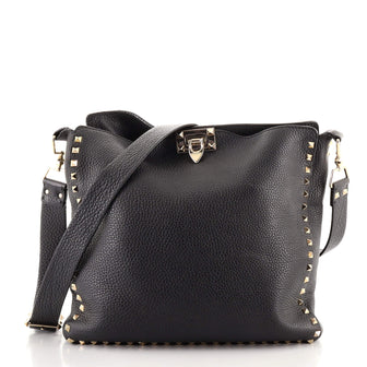 Valentino Rockstud Flip Lock Messenger Bag Leather Medium