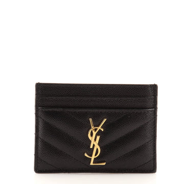 Saint Laurent Classic Monogram Card Holder Matelasse Chevron Leather
