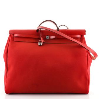 Hermes Herbag Zip Leather and Toile 50
