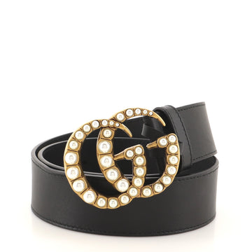 Gucci Pearly GG Marmont Belt Leather Wide