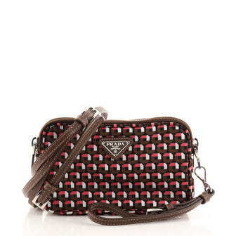 Prada Double Zip Camera Bag Printed Tessuto Mini