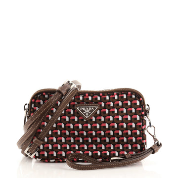 Prada Double Zip Camera Bag Printed Tessuto Mini