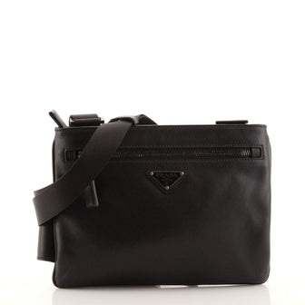 Prada Flat Messenger Waist Bag Leather