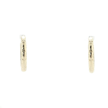 Chanel CC Quilted Hoop Earrings Crystal Embellished Metal