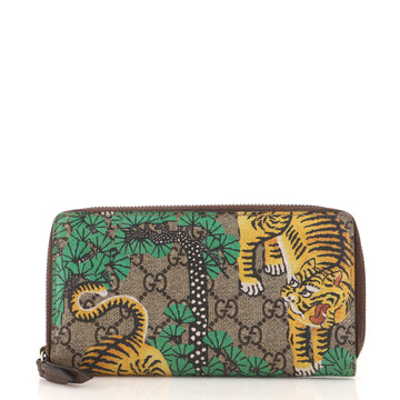 Gucci Zip Around Wallet Bengal Print GG Coated Canvas