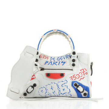Balenciaga City Graffiti Classic Studs Bag Leather Small