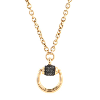 Gucci Horsebit Pendant Necklace 18K Rose Gold with Black Diamonds Large