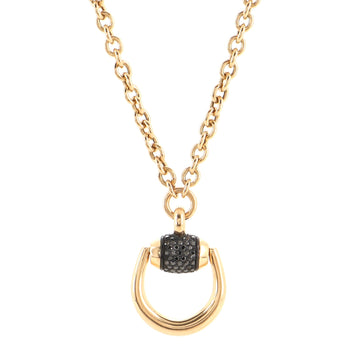Gucci Horsebit Pendant Necklace 18K Rose Gold with Black Diamonds Large