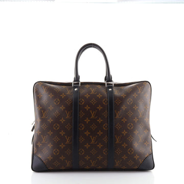 Louis Vuitton Porte-Documents Voyage Bag Macassar Monogram Canvas