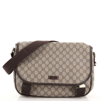 Gucci Double Buckle Messenger Bag GG Coated Canvas Large