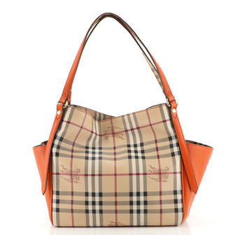 Burberry Canterbury Panels Tote Haymarket Coated Canvas and Leather Small