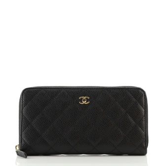 Chanel Zip Around Wallet Quilted Caviar Long