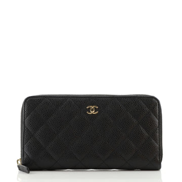 Chanel Zip Around Wallet Quilted Caviar Long
