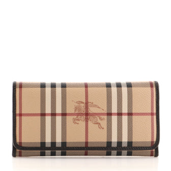 Burberry Continental Wallet Haymarket Coated Canvas Long