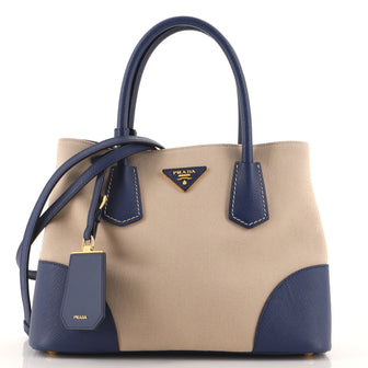 Prada Cuir Double Tote Canvas and Saffiano Leather Small