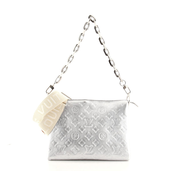 Louis Vuitton Coussin Bag Monogram Embossed Lambskin PM Silver 10807526
