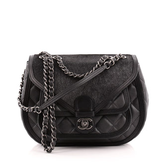 Chanel Saddle Bag Quilted Calfskin and Pony Hair Medium 
