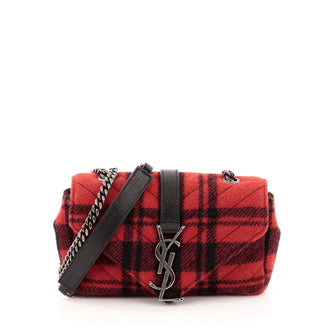 Saint Laurent Classic Monogram Crossbody Bag Matelasse Chevron Wool Baby