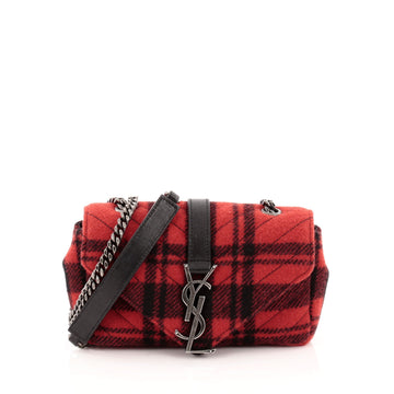 Saint Laurent Classic Monogram Crossbody Bag Matelasse Chevron Wool Baby