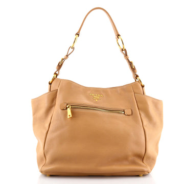 Prada Side Pocket Zip Hobo Vitello Daino Large