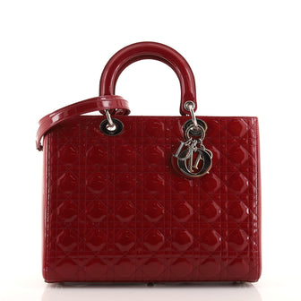 Christian Dior Lady Dior Bag Cannage Quilt Patent Large