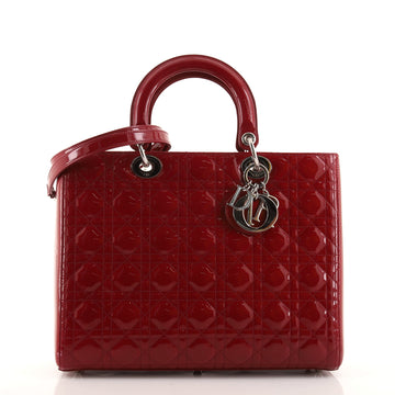 Christian Dior Lady Dior Bag Cannage Quilt Patent Large