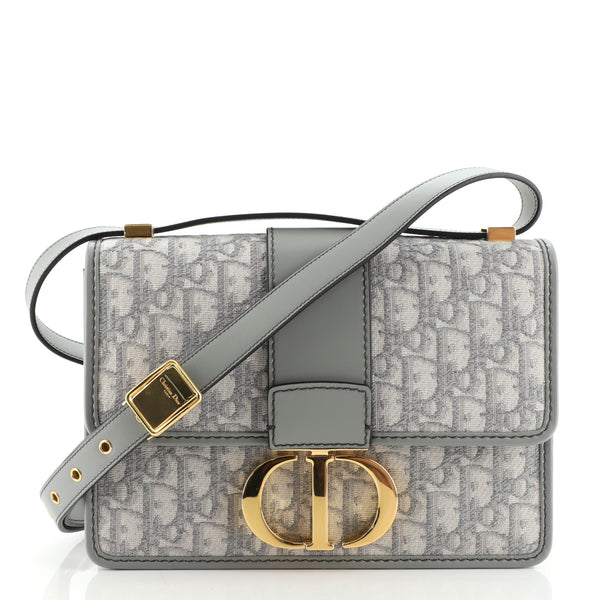 CHRISTIAN DIOR Oblique 30 Montaigne Flap Bag Grey 977161