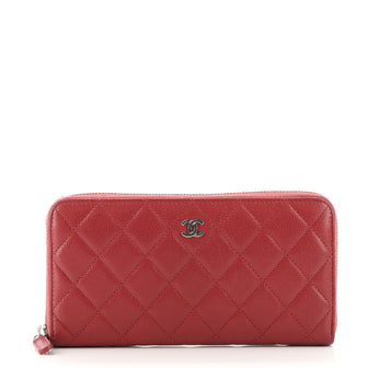 Chanel Zip Around Wallet Quilted Caviar Long