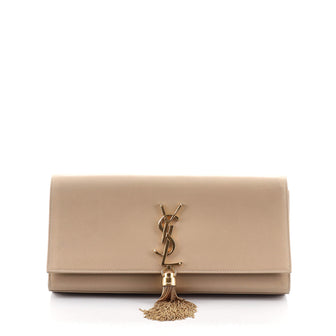 Saint Laurent Classic Monogram Tassel Clutch Leather Long